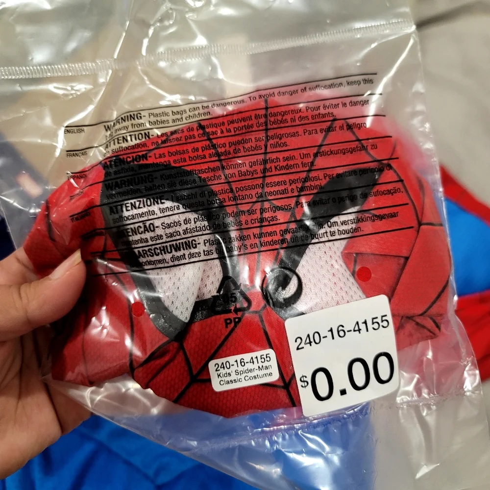 New JAZWARES Marvel Spider-Man Child Costume Suit And Mask Size Large 12-14